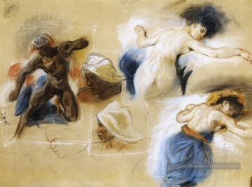 Eugène Delacroix œuvres - Esquisse pour la mort de Sardanapalus romantique Eugène Delacroix